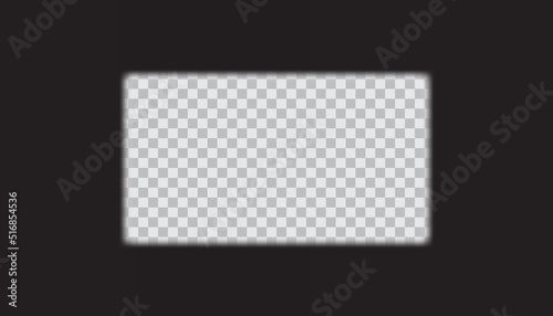 Old frame cinematic overlay texture on transparent background in retro style. Blurred vintage cinema movie strip. Film rectangle border cinema design element.