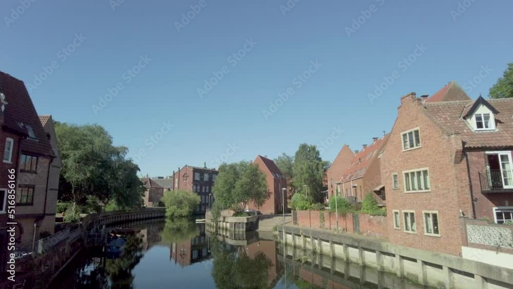 Panorama of the River Wensum, and its banks, in the city of Norwich, Norfolk, Captured from Fye Bridge Panorama of the River Wensum, and its banks, in the city of Norwich, Norfolk, Captured from Fye Bridge