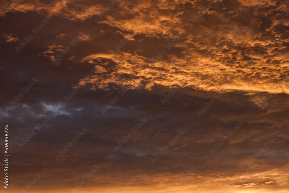 Clouds in the evening sky. Sunset Close-up
