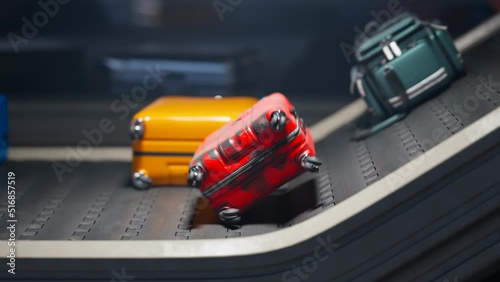 One red suitcase is forever lost in luggage limbo. Unlucky customer waiting 4K