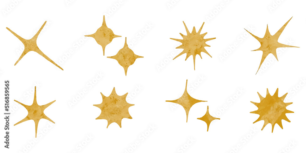 Watercolor hand drawn sparkles symbols isolated on white background. doodle vector illustration. Watercolor hand drawn sparkles symbols isolated on white background. doodle vector illustration.