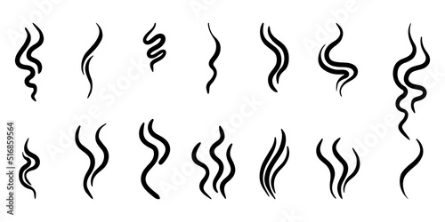 set of doodle smoke symbol. Aroma smell icon. hand drawn Vector illustration.