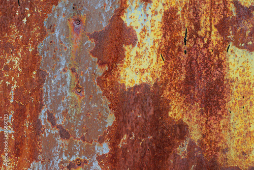 rusty metal background with yellow and blue colors