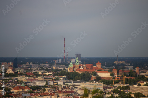 Panorama Krakowa z kopca kościuszki, w tle wawel