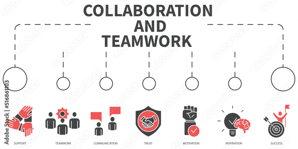 collaboration and teamwork Vector Illustration concept. Banner with ...