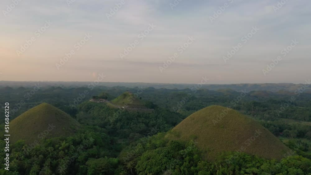 Panoramic drone clip above the Chocolate Hills National Geological