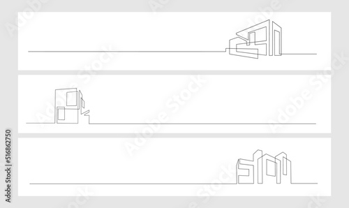 set collection Continuous one line drawing Modern house logo design of real estate house market agency