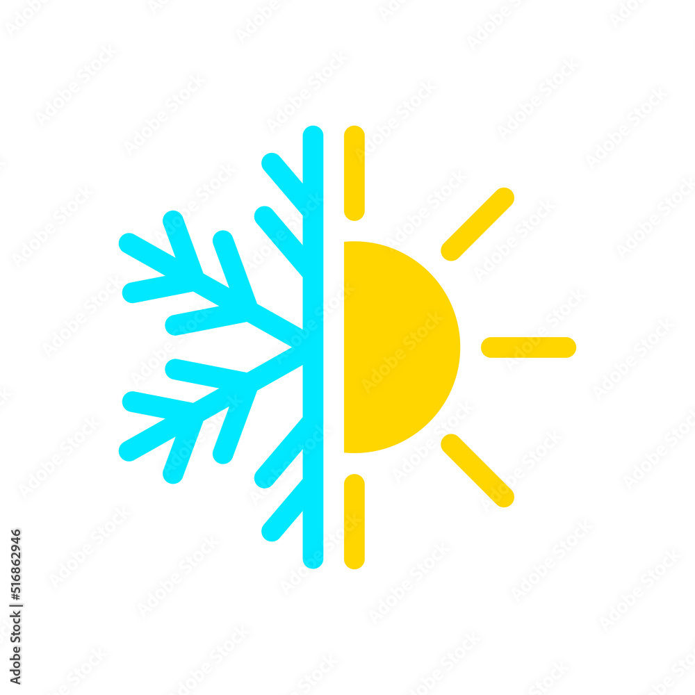 Obraz premium Air con icon, cold and hot temperature, vector illustration