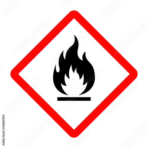 Flammable vector sign isolated on white background