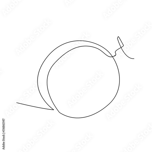 One single line drawing sliced healthy organic fresh melon logo Modern continuous line draw design vector graphic illustration