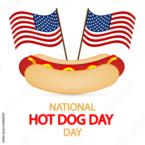 National hot dog day usa flag, vector art illustration.