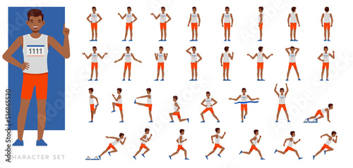 Big Set of Runner man character vector design. Presentation in various action with emotions  running  standing and walking.