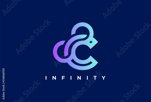 Infinity Logo,  Letter C  with Infinity combination, suitable for technology, brand and company logo, vector illustration