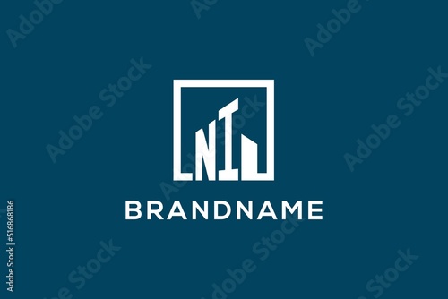 Letter NI with square shape logo style, modern and minimal logo for real estate
