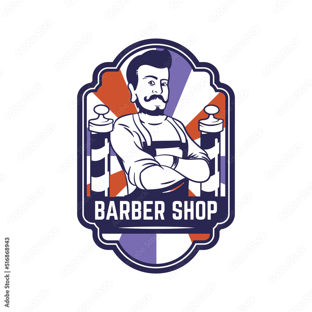 Retro vintage barber shop logo badge