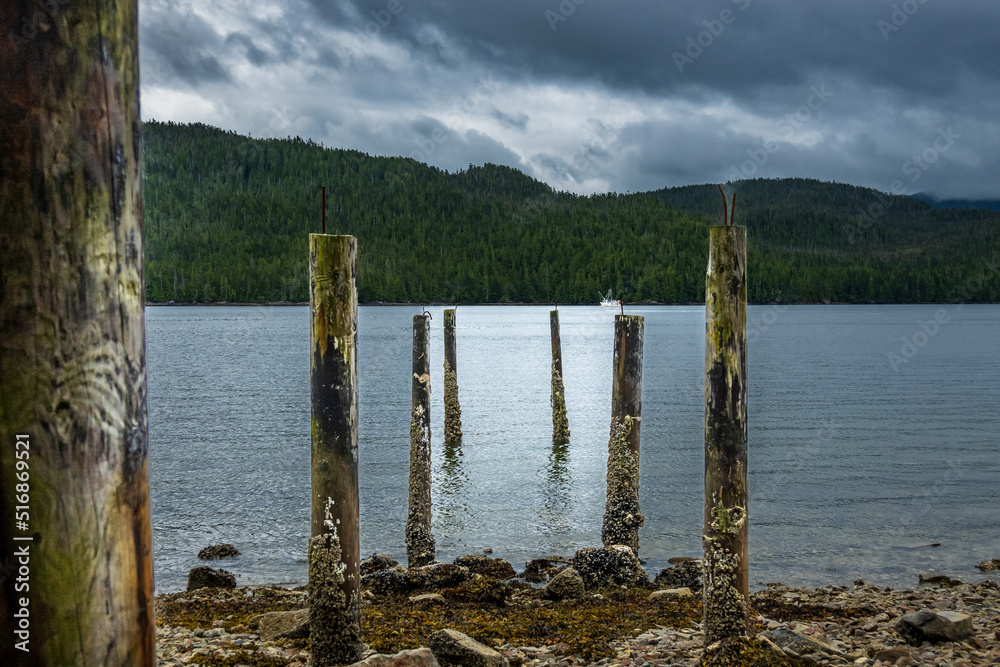 A decaying pier on McLoughlin Bay outside the town of Bella Bella on British Columbia's Central Coast. A decaying pier on McLoughlin Bay outside the town of Bella Bella on British Columbia's Central Coast.
