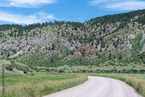 Holter Dam Road runs alongside the Missouri River in Montana and is a scenic area popular with those who enjoy fly fishing.