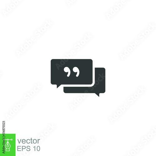 Comment icon. Conversation, dialog, speech bubble, chat, forum, discussion, communication concept. Simple solid style. Vector illustration isolated. EPS 10.