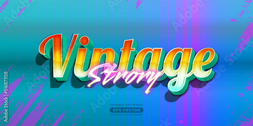 Vintage story editable text effect style with vibrant theme realistic neon light concept for trendy flyer, poster and banner template promotion