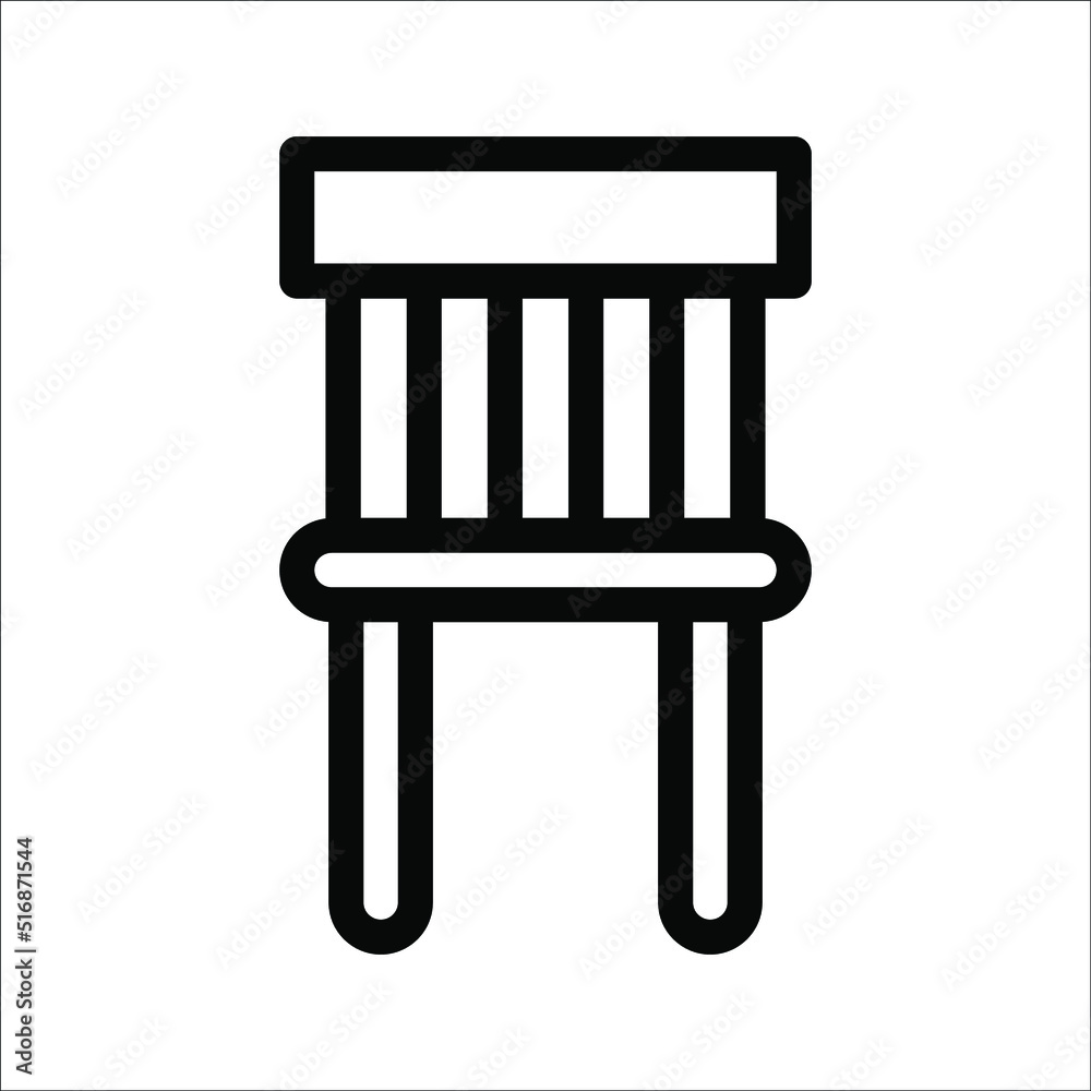 Black line Chair icon isolated on white background. Vector