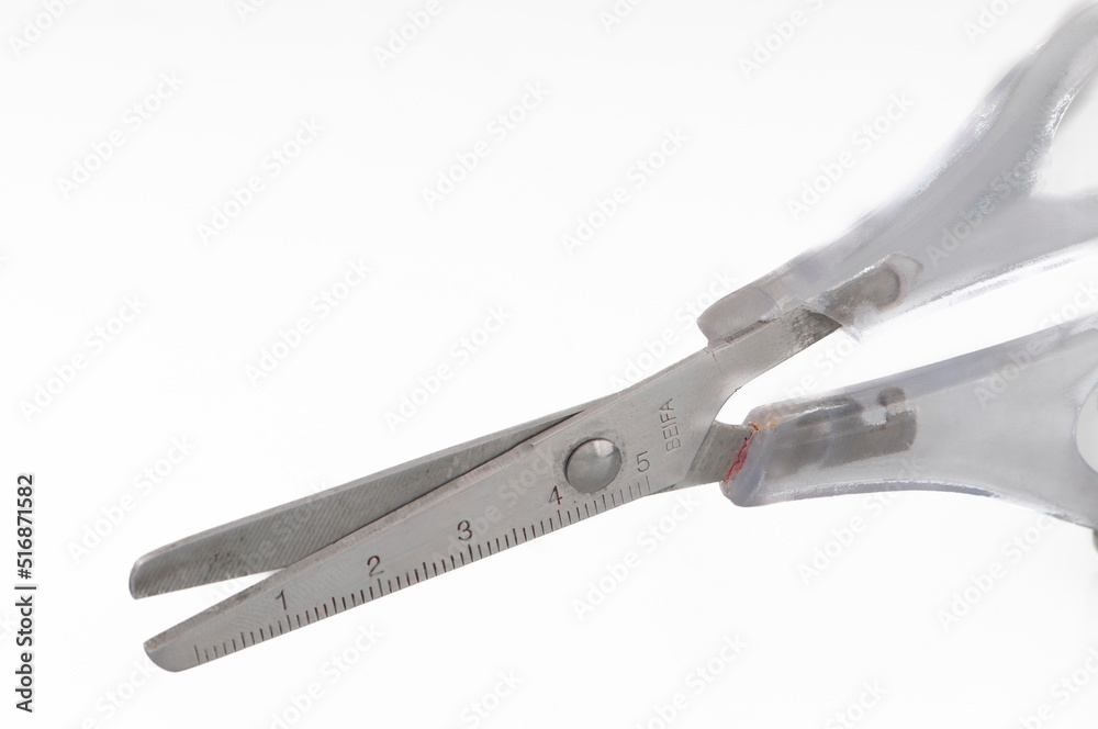 scissors with numbers on white background 