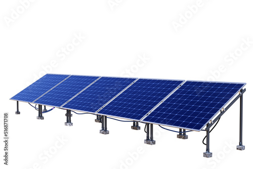 Solar modules on steel supports. Eco power supply. Solar modules isolated on white. Renewable source electricity. Solar source electricity modules. IVF Regeneration technology. Sale sun farm concept