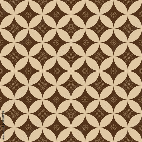 Javanese Batik Pattern. Batik Kawung. Simple editable seamless pattern.