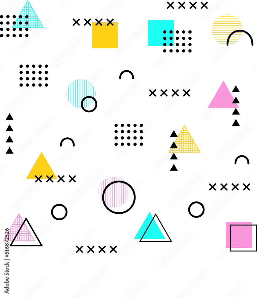Memphis style set. Shapes collection for banner, poster, notebook, paper, web, etc.