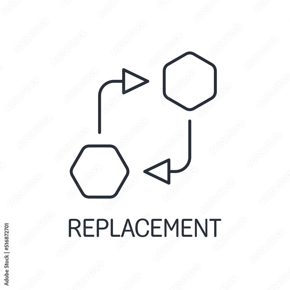 Replacement. Exchange. Vector linear icon isolated on white background. Replacement. Exchange. Vector linear icon isolated on white background.