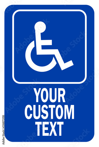 handicap parking sign, handicap reserved parking sign with custom text, wheelchair parking sign