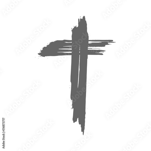 Grunge style christian cross for Ash Wednesday web banner or social graphic. The first day of Lent is a holy day of prayer and fasting.