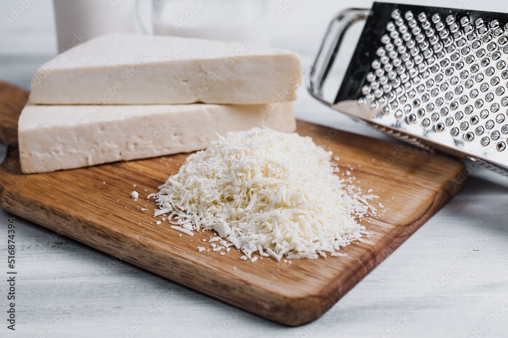 Mexican white Cotija cheese with fresh ingredients in Mexico Latin America	