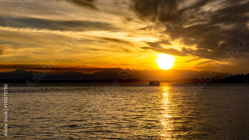 Sunset over Puget Sound, Seattle, WA