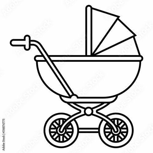 linear icon of baby stroller for transporting babies. flat vector illustration.