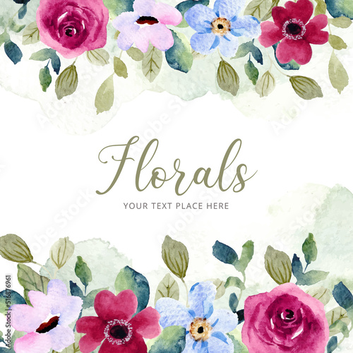 pretty pink blue watercolor floral frame