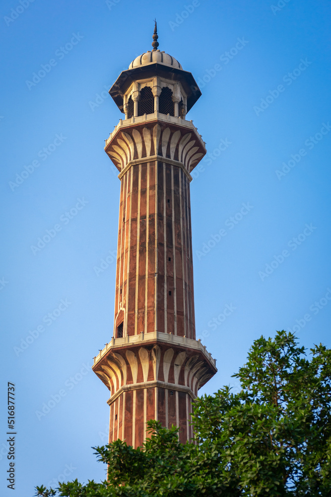 Minaret of jama masjid, Old Delhi, India.