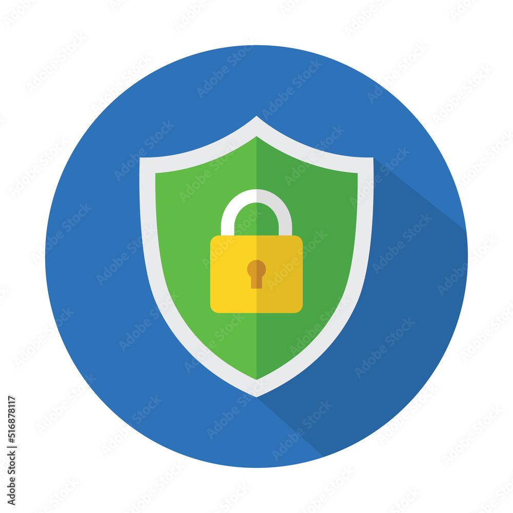 Security flat icon vector illustration . Shield padlock logo design template