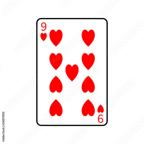 Vector illustration poker card symbols. Card Hearts. Isolated on a blank, editable and changeable background.