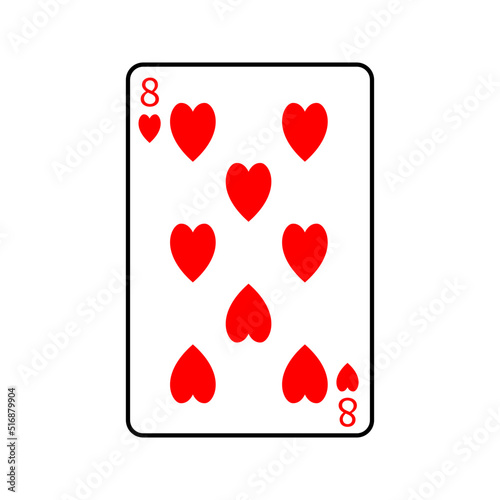 Vector illustration poker card symbols. Card Hearts. Isolated on a blank, editable and changeable background.