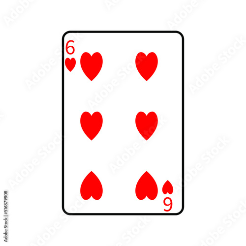 Vector illustration poker card symbols. Card Hearts. Isolated on a blank, editable and changeable background.