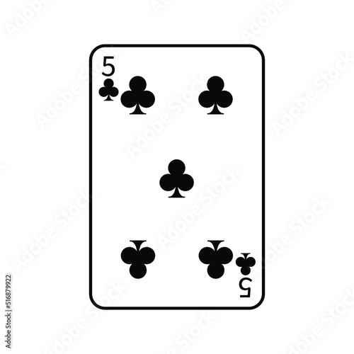 Vector illustration poker card symbols. Card number four curly. Isolated on a blank, editable and changeable background.