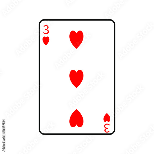Vector illustration poker card symbols. Card Hearts. Isolated on a blank, editable and changeable background.