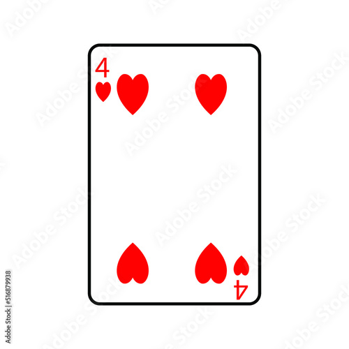 Vector illustration poker card symbols. Card Hearts. Isolated on a blank, editable and changeable background.