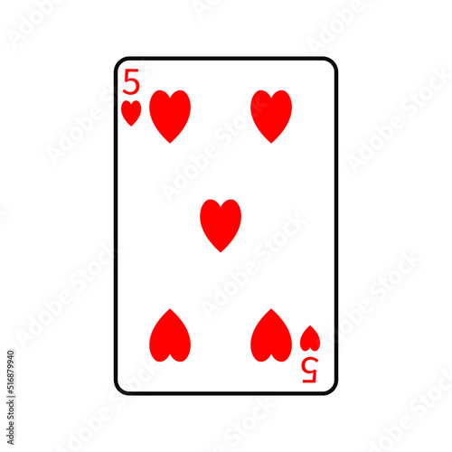 Vector illustration poker card symbols. Card Hearts. Isolated on a blank, editable and changeable background.