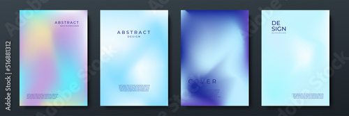 Blurred blue backgrounds set with abstract gradient texture background with dynamic blurred effect. Templates for brochures, posters, banners, flyers and cards. Vector illustration.