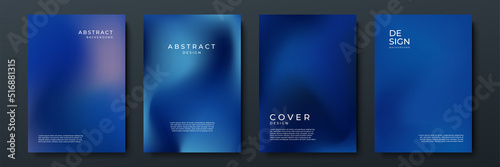 Blurred dark blue backgrounds set with abstract gradient texture background with dynamic blurred effect. Templates for brochures, posters, banners, flyers and cards. Vector illustration. © SyahCreation