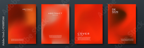 Blurred red backgrounds set with abstract gradient texture background with dynamic blurred effect. Templates for brochures, posters, banners, flyers and cards. Vector illustration.