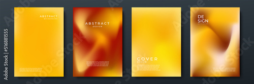 Blurred orange backgrounds set with abstract gradient texture background with dynamic blurred effect. Templates for brochures, posters, banners, flyers and cards. Vector illustration.