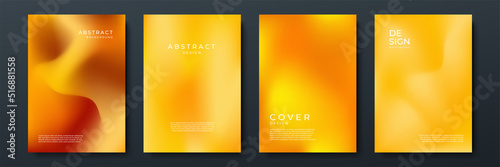 Blurred orange backgrounds set with abstract gradient texture background with dynamic blurred effect. Templates for brochures, posters, banners, flyers and cards. Vector illustration.