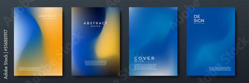 Blurred blue yellow backgrounds set with abstract gradient texture background with dynamic blurred effect. Templates for brochures, posters, banners, flyers and cards. Vector illustration. photo